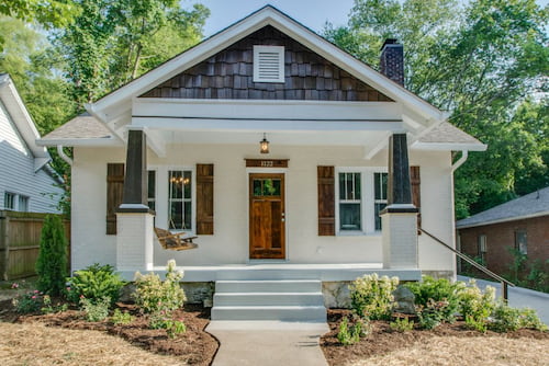 Green House with Grey Trim