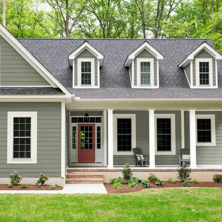 Sage Green Houses with White Trim