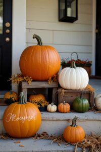 Layered Pumpkins in Different Sizes & Colors